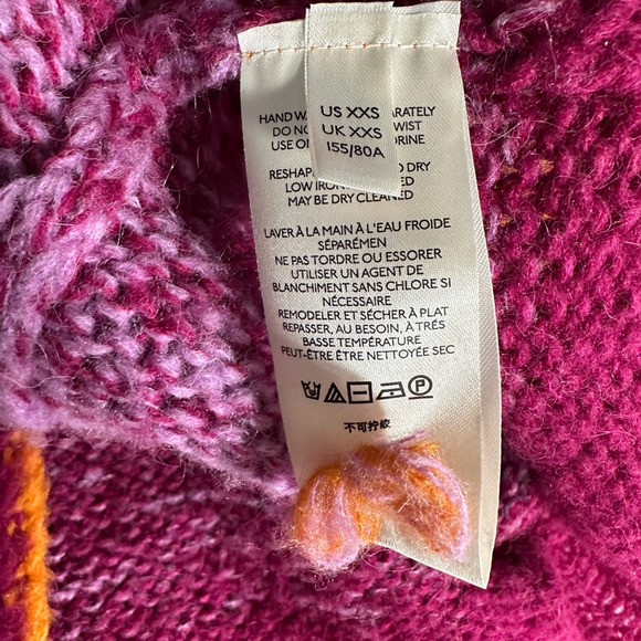 Anthropologie Ombre Chunky Sweater Womens XXS Orange Pink Pullover Mock Neck - Picture 11 of 12